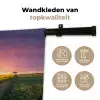 Bloemen - Weg - Lucht - Geel - Paars - Zonsondergang - Natuur Wandkleed katoen klein -sfeer2