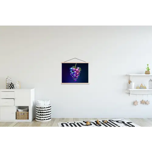 Paars - Disco - Feest - Druif textielposter latten blank klein -kinderkamer
