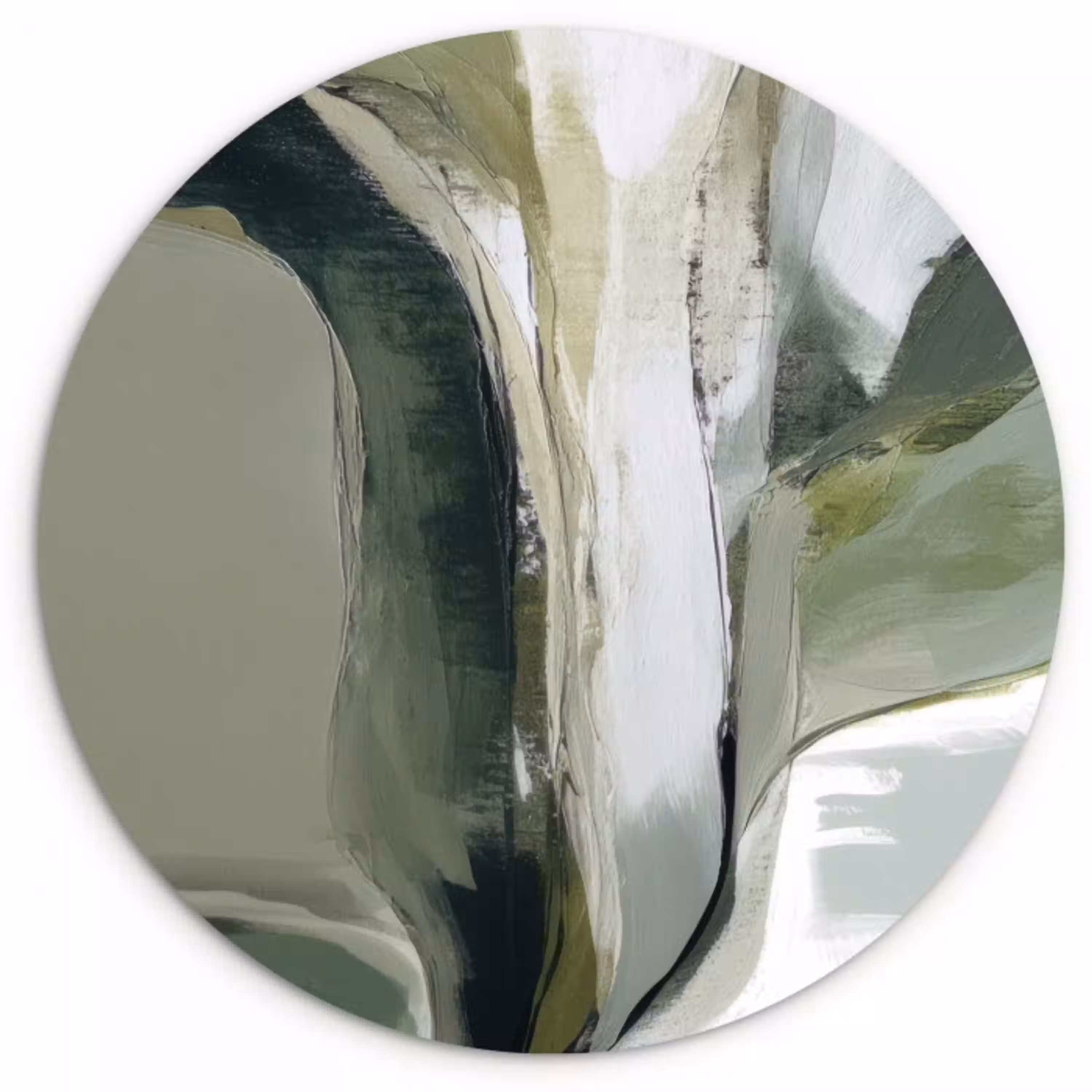 Natuur - Abstract - Groen - Penseelstreken Wandcirkel kunststof plaat 5mm dik klein -3d