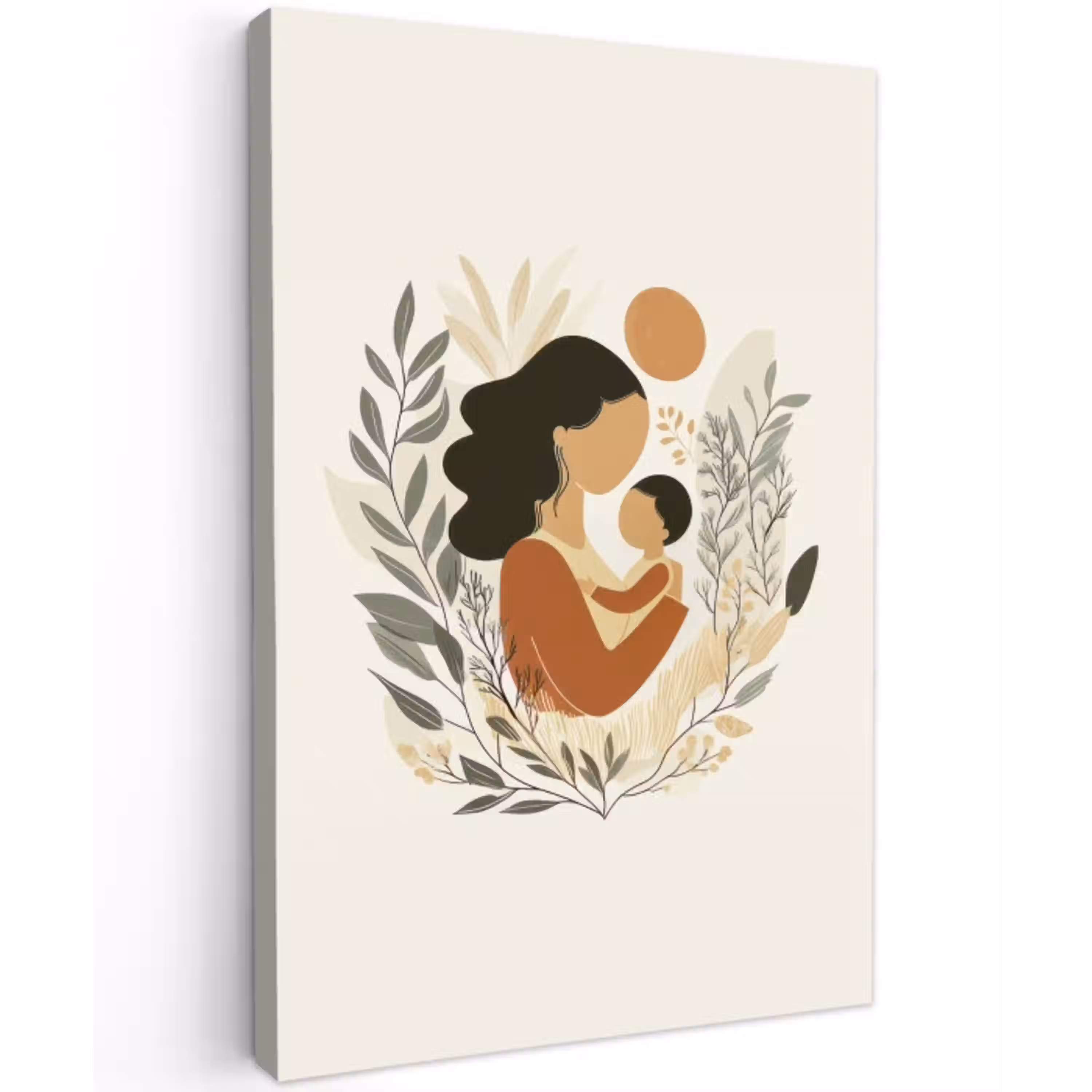 Illustratie - Moeder - Kind - Liefdevol Tuinposter op houten frame 2 cm dik middel -3d