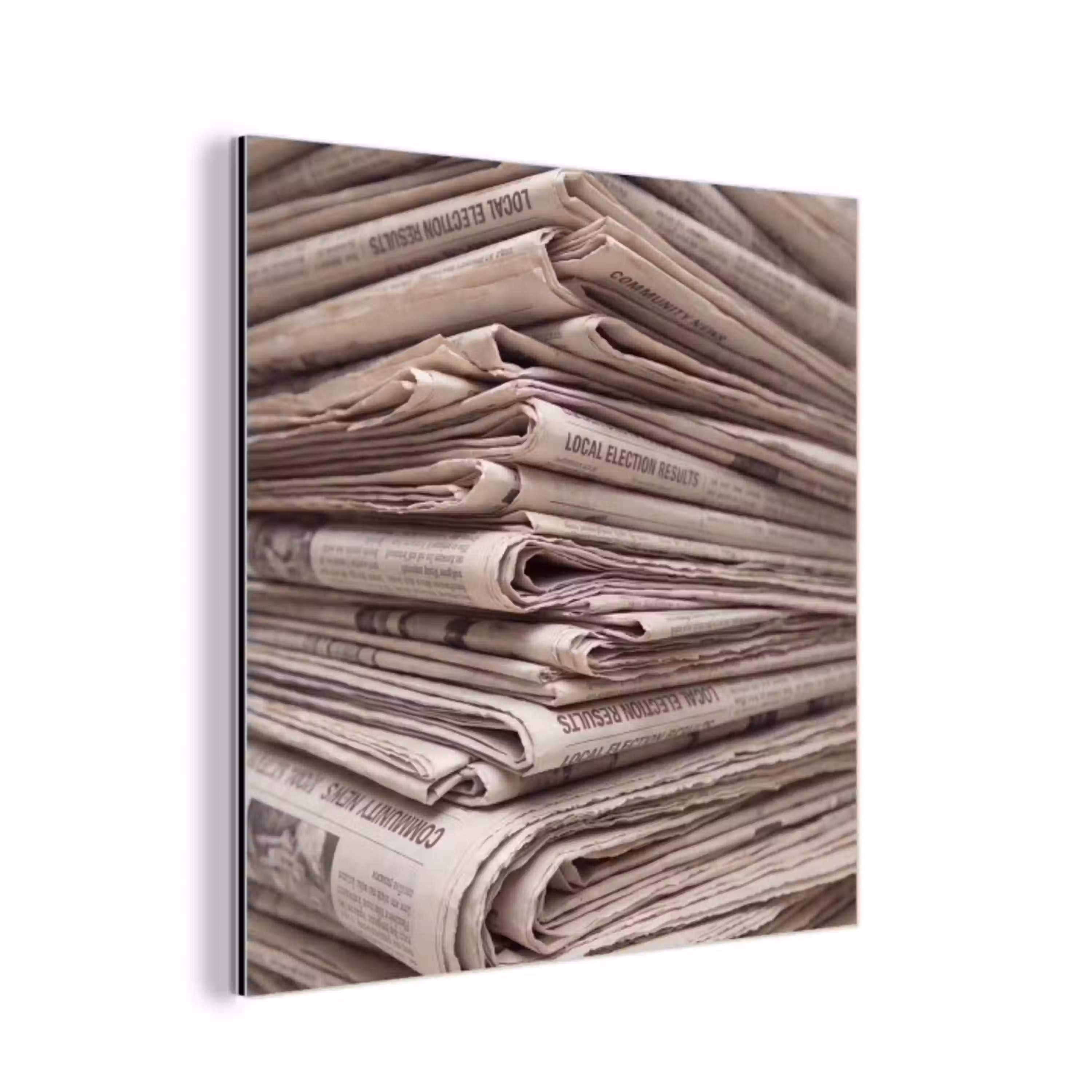 Kranten - Stapel - Nieuws - Vintage - Beige aluminium wit klein -3d