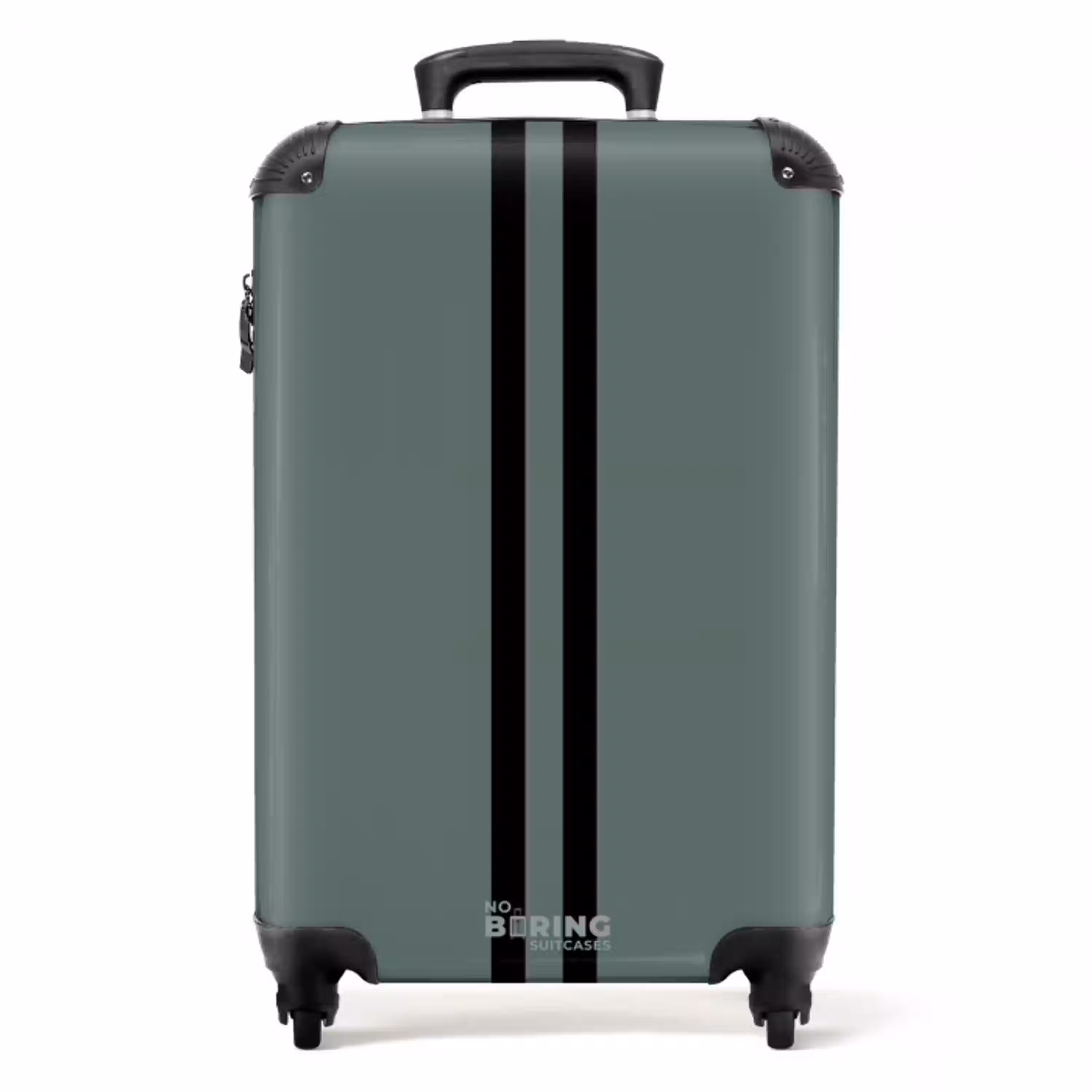 Groene achtergrond met dubbele verticale zwarte strepen NBS - Handbagage koffer - Volwassenen Unisex middel -productfoto_recht
