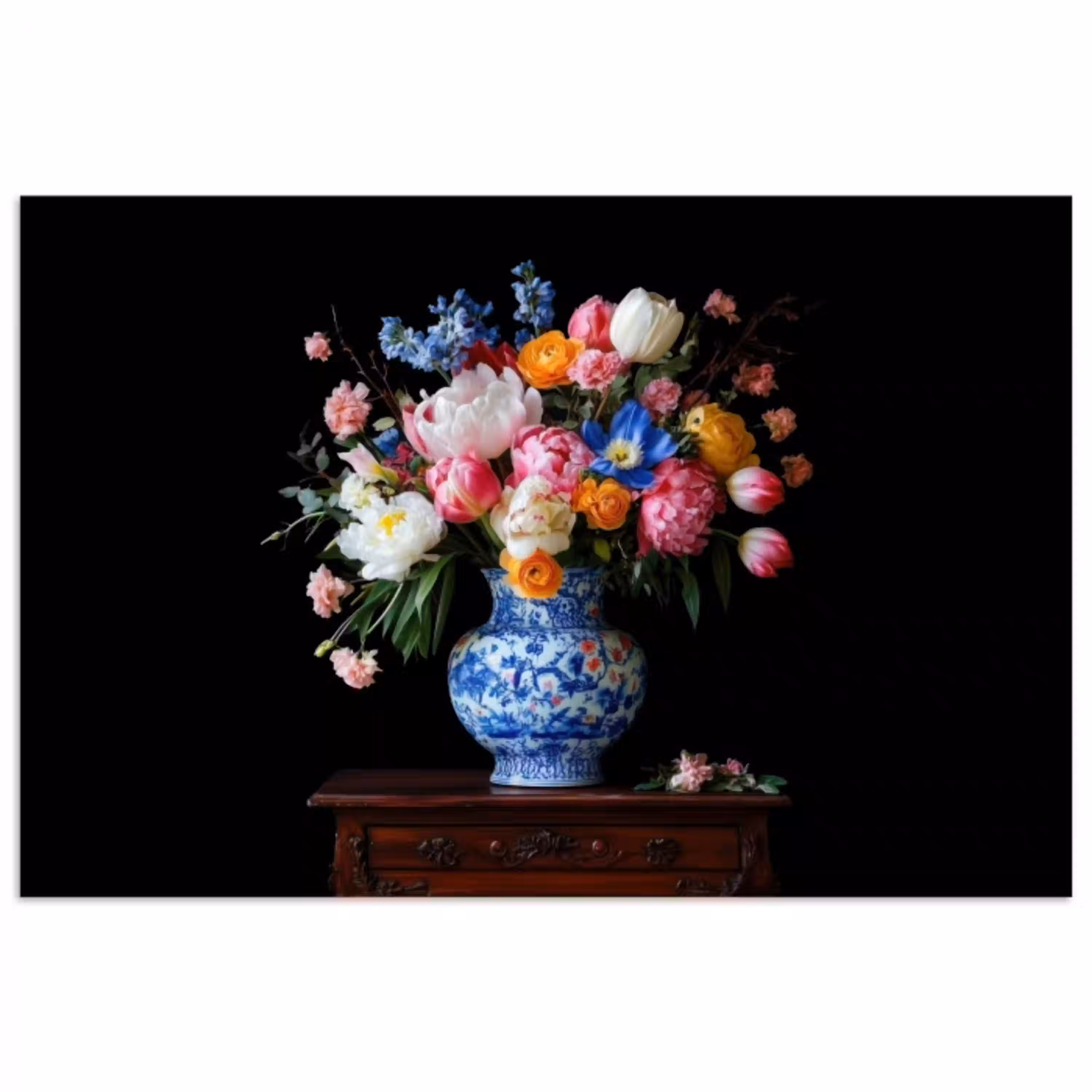 Rozen - Bloemen - Vaas - Boeket poster papier klein -3d