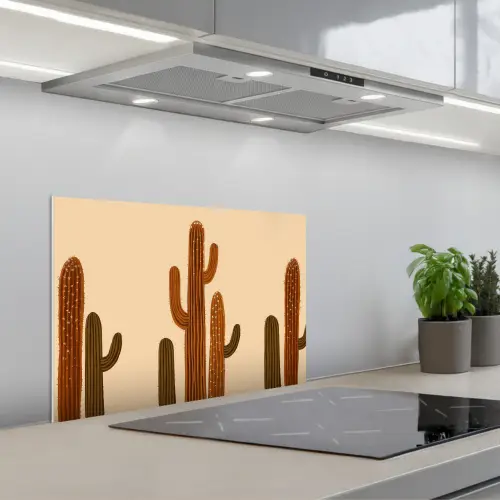 Cactus - Woestijn - Zand - Bruin keuken achterwand spatscherm klein -3d_schuin