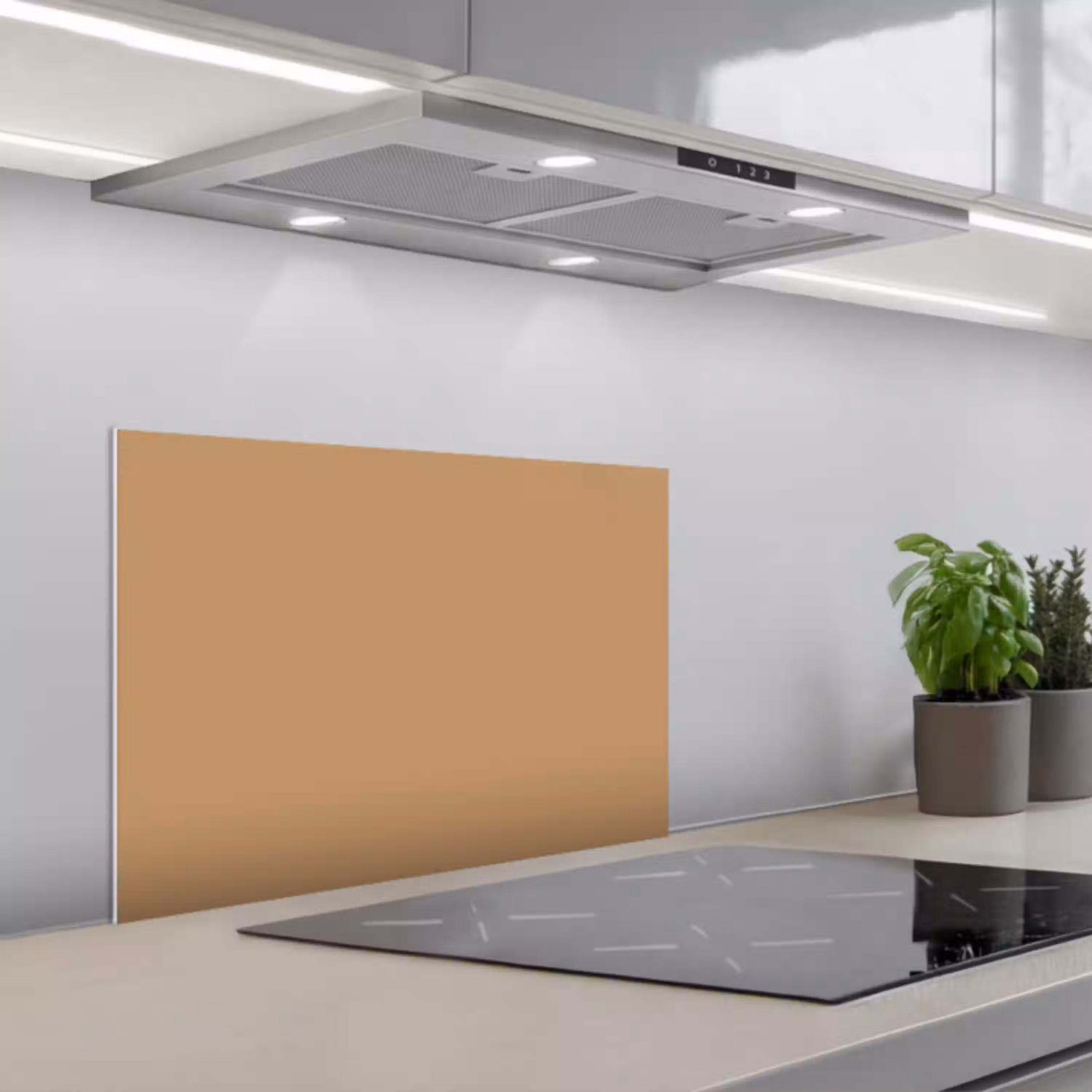 Bruin - Effen print keuken achterwand spatscherm klein 900 -3d_schuin
