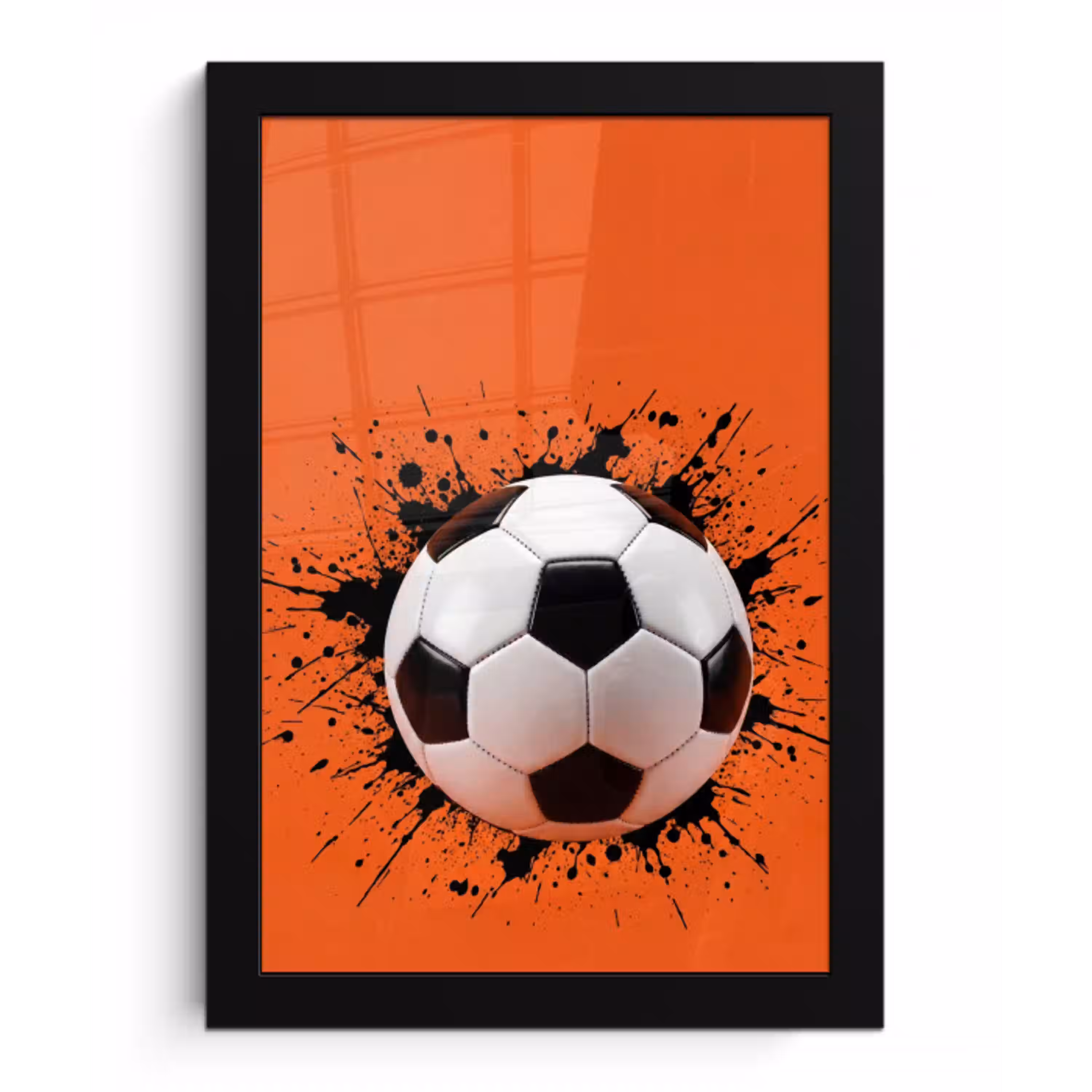 Voetbal - Verf - Sport - Oranje fotolijst zwart zonder passe partout klein -3d
