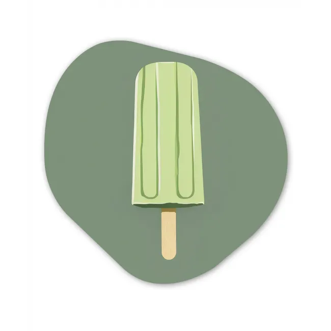 Groen - Waterijsje - Stokje - Illustratie Wandcirkel Organisch Forex 3mm klein -3d