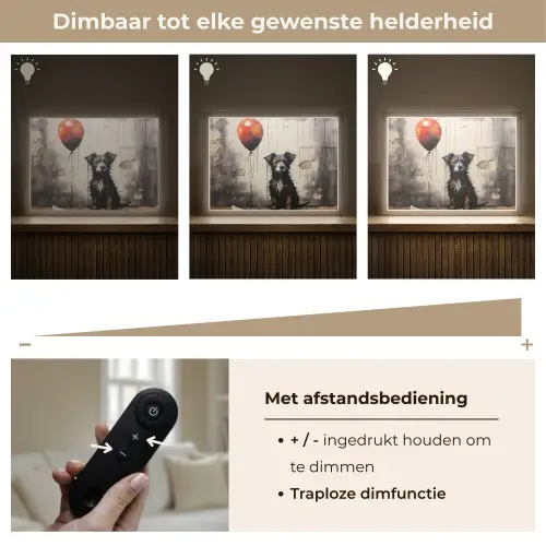 Graffiti - Hond - Ballon - Dieren Light Box met batterij (Wandlamp) middel -USP_dimbaarNL