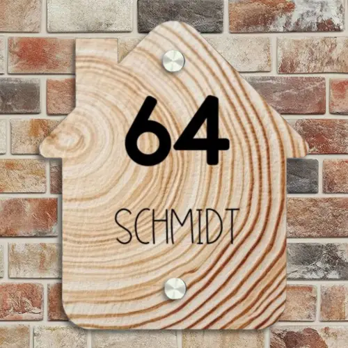 Holzmaserung - Modern Naambord Huisje klein -sfeer6