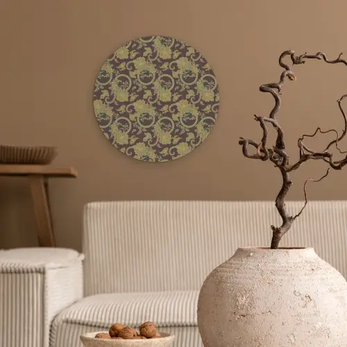 Bruin - Groen - Bloemen Wandcirkel kunststof plaat 5mm dik klein 188 -sfeer1