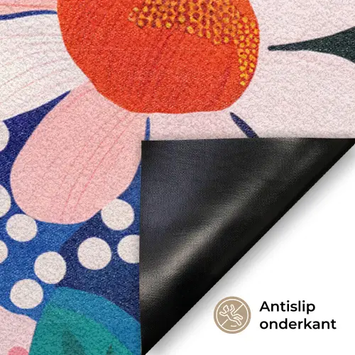 Bloemen - Kleurrijk - Stippen Deurmat klein -antislip_NL