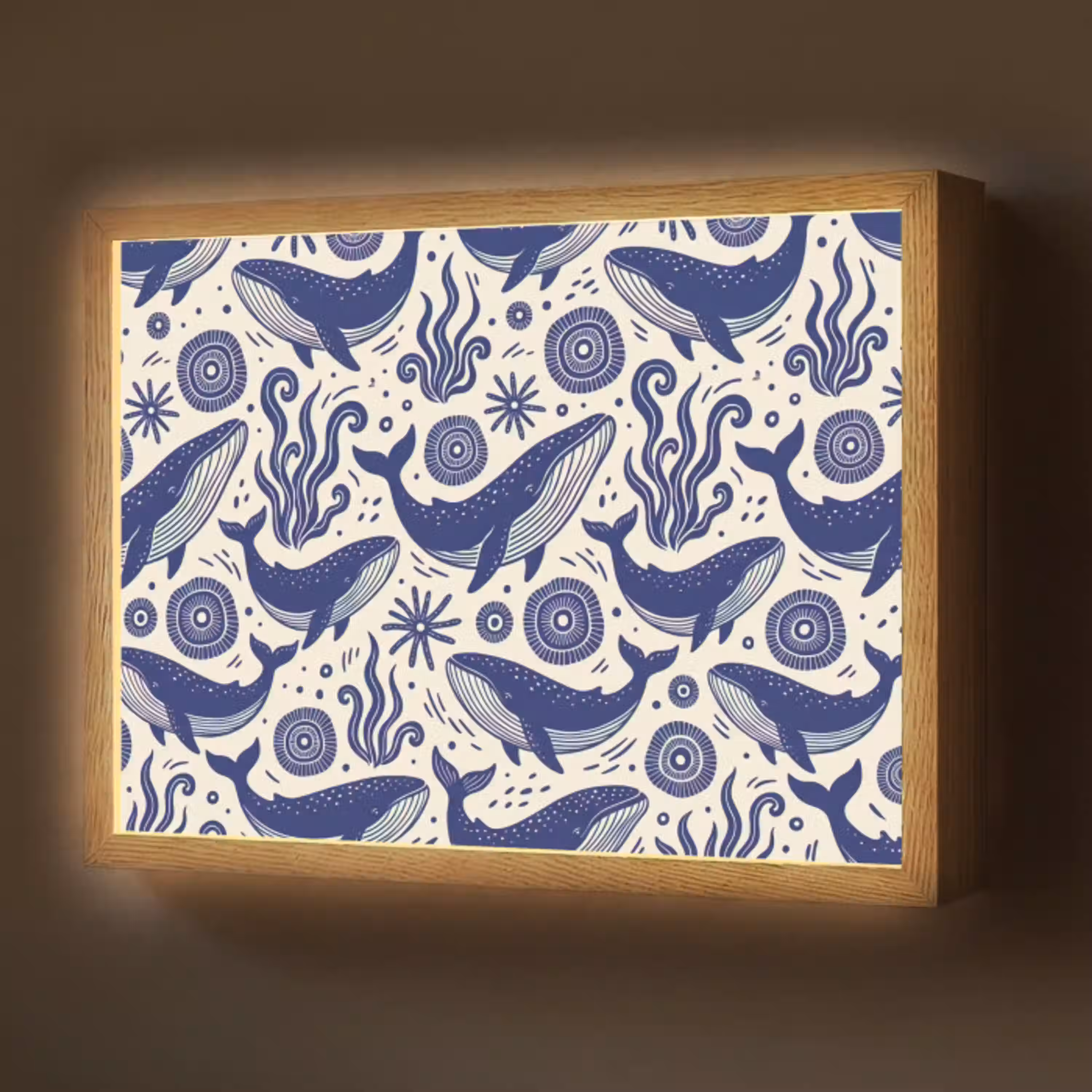 Walvis - Onderwater - Dieren - Abstract - Blauw Light Box met batterij (Wandlamp) middel -z3d_website
