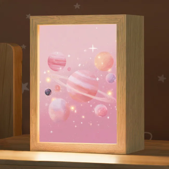 Nachtlampje - Planeten - Roze - Sterren