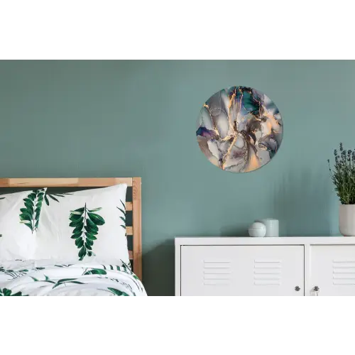 Goud - Blauw - Marmer Wandcirkel aluminium klein -slaapkamer