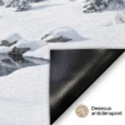 Sneeuwlandschap - Bergen - Rivier - Winter Deurmat klein -antislip_FR
