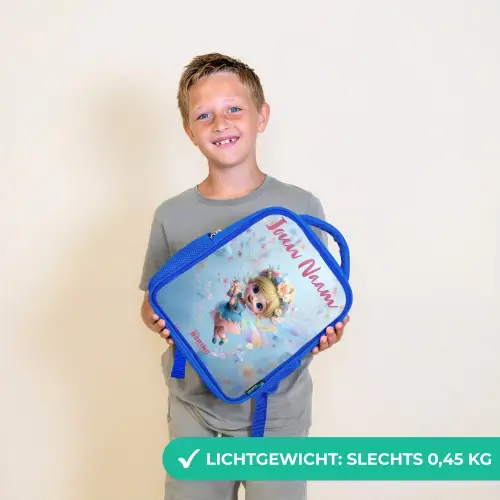 Vlinderfee in Bloemenlucht Kinderrugzak - Blauw middel -sfeer1_NL