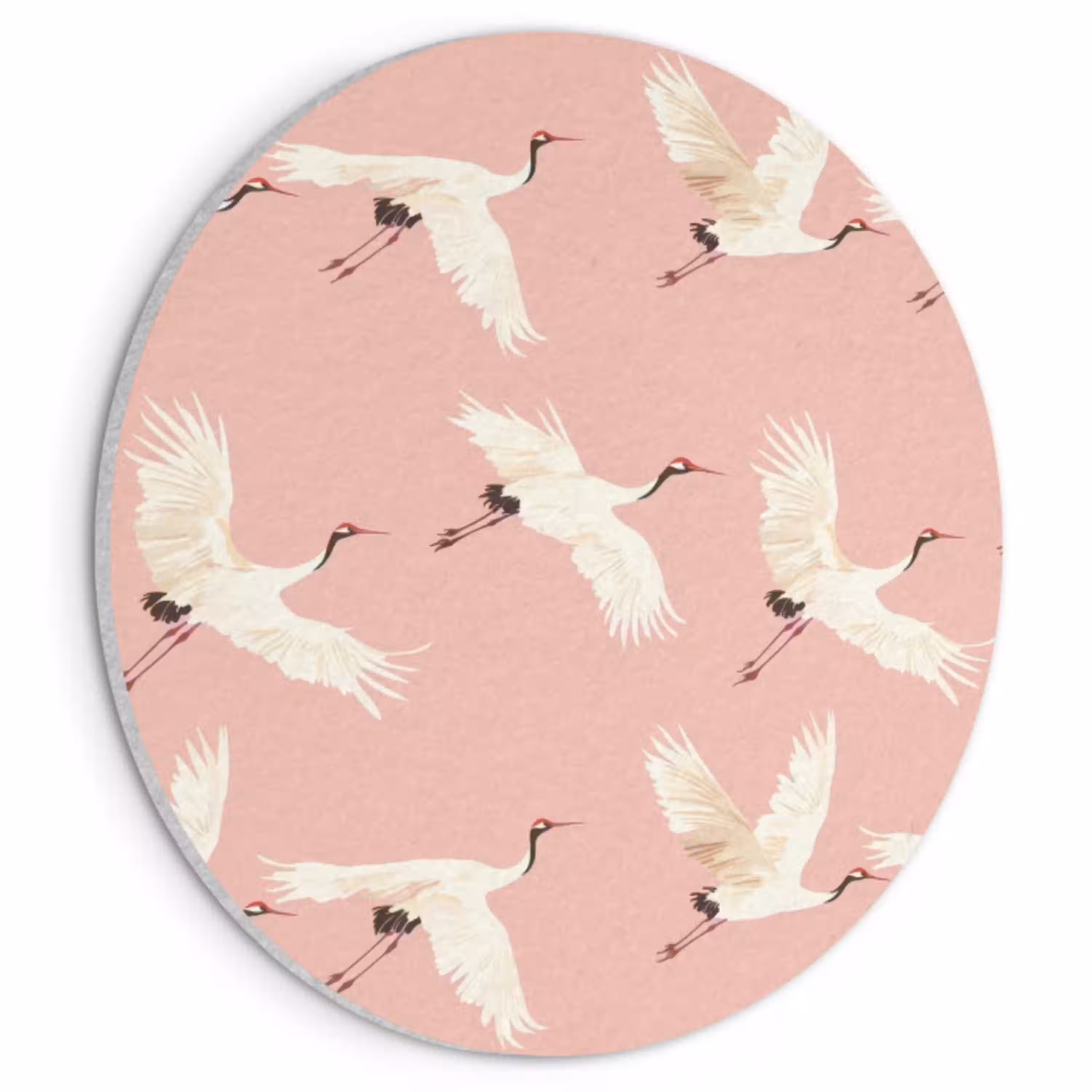 Modern - Kraanvogels - Roze Akoestische PET Vilt - Rond klein 838 -3d