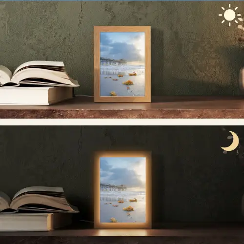 Strand - Pier - Zeewier - Zee - Zomer Light Box met kabel (Tafellamp) klein -sfeer3