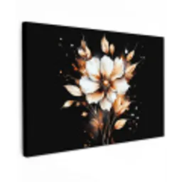 Bloem - Verf - Goud - Graffiti - Modern Tuinposter op houten frame 2 cm dik klein -3d