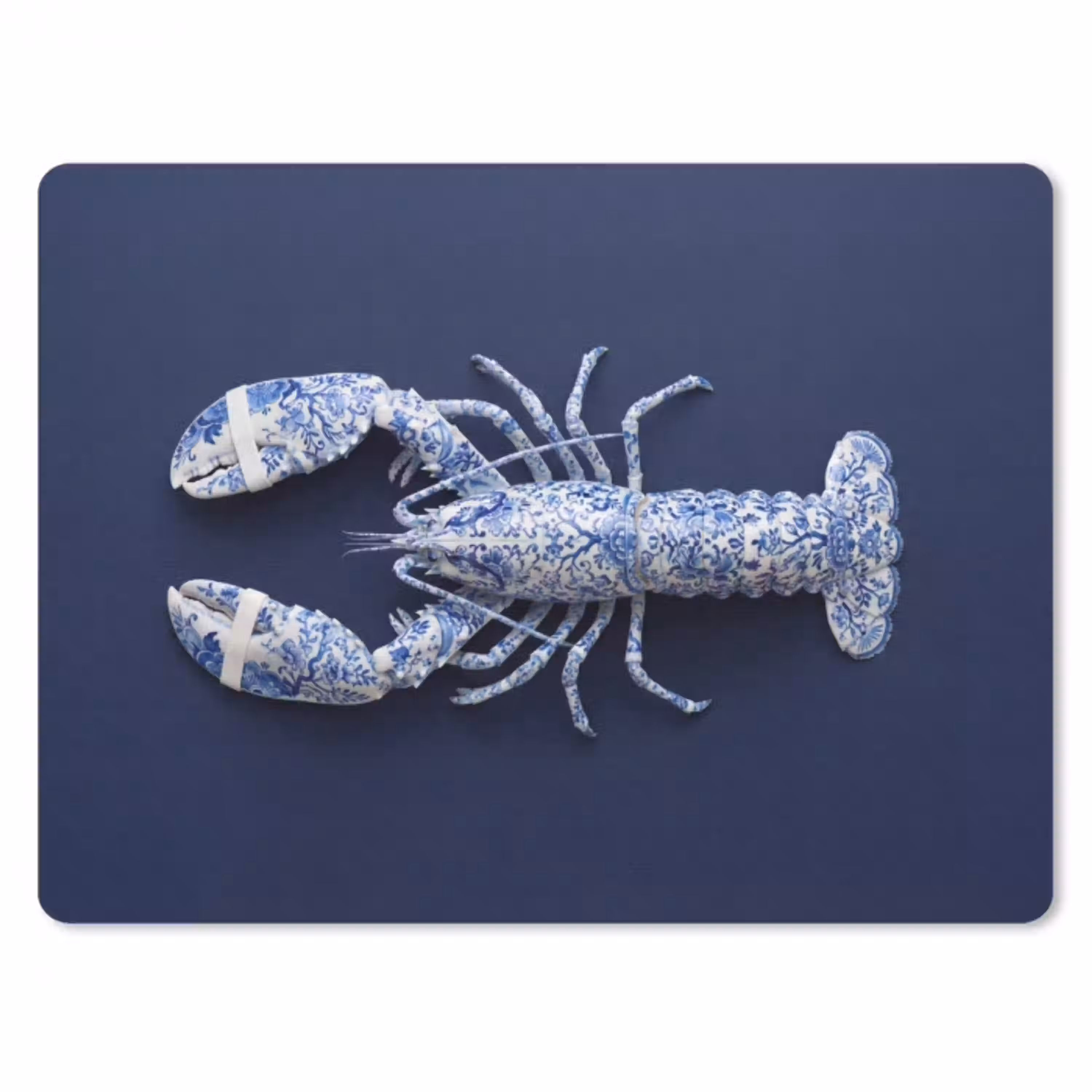 Kreeft - Porselein - Delfts - Blauw muismat rubber klein -3d