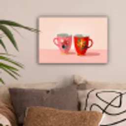 Theekopjes - Bloemmotieven - Roze - Theezakjes canvas 2cm klein -sfeer1