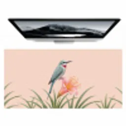 Vogel - Bloem - Natuur - Roze Muismat XXL klein -zzz3d