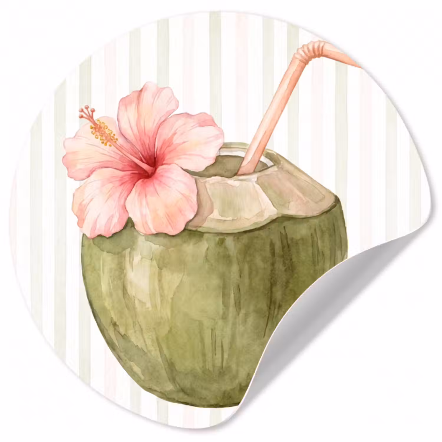Behangcirkel - Kokosnoot - Drank - Tropisch - Illustratie - Zomer
