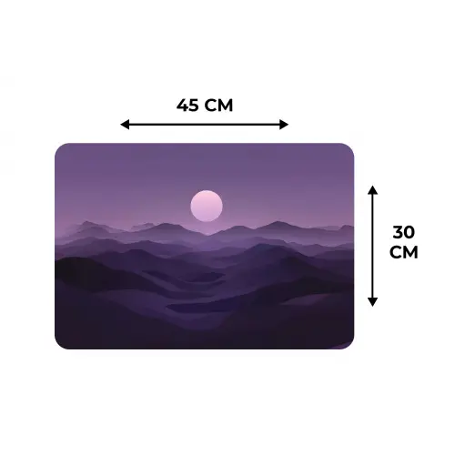 Heuvels - Paars - Mist - Zon Placemat vinyl groot -specs