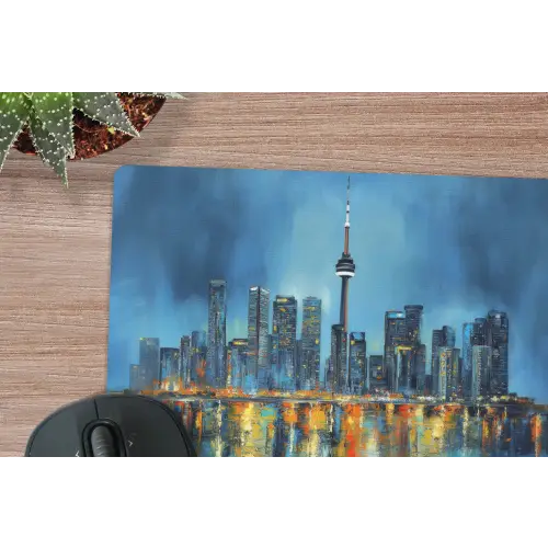 Skyline Toronto - Water - Stadslichten - Toren muismat rubber klein -closeup