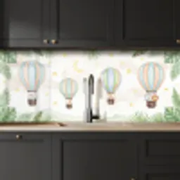 Aquarel - Luchtballonnen - Pastel keuken achterwand 2 middel -sfeer1