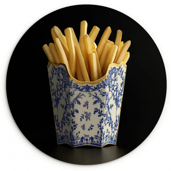Muurcirkel glas - Friet - Porselein - Delfts blauw - Eten