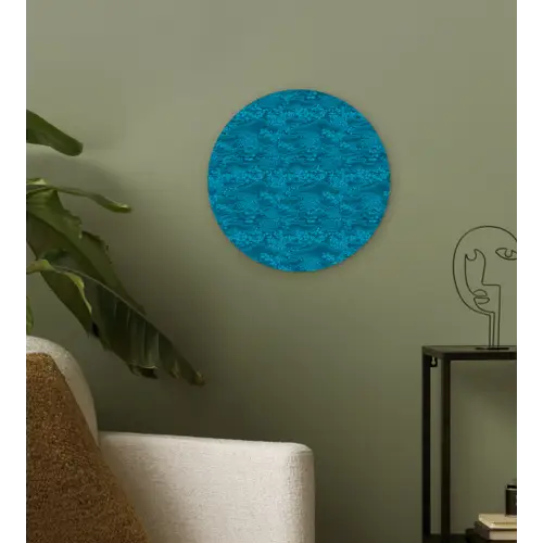 Turquoise - Heuvels - Bloemen Wandcirkel plexiglas klein 852 -sfeer3