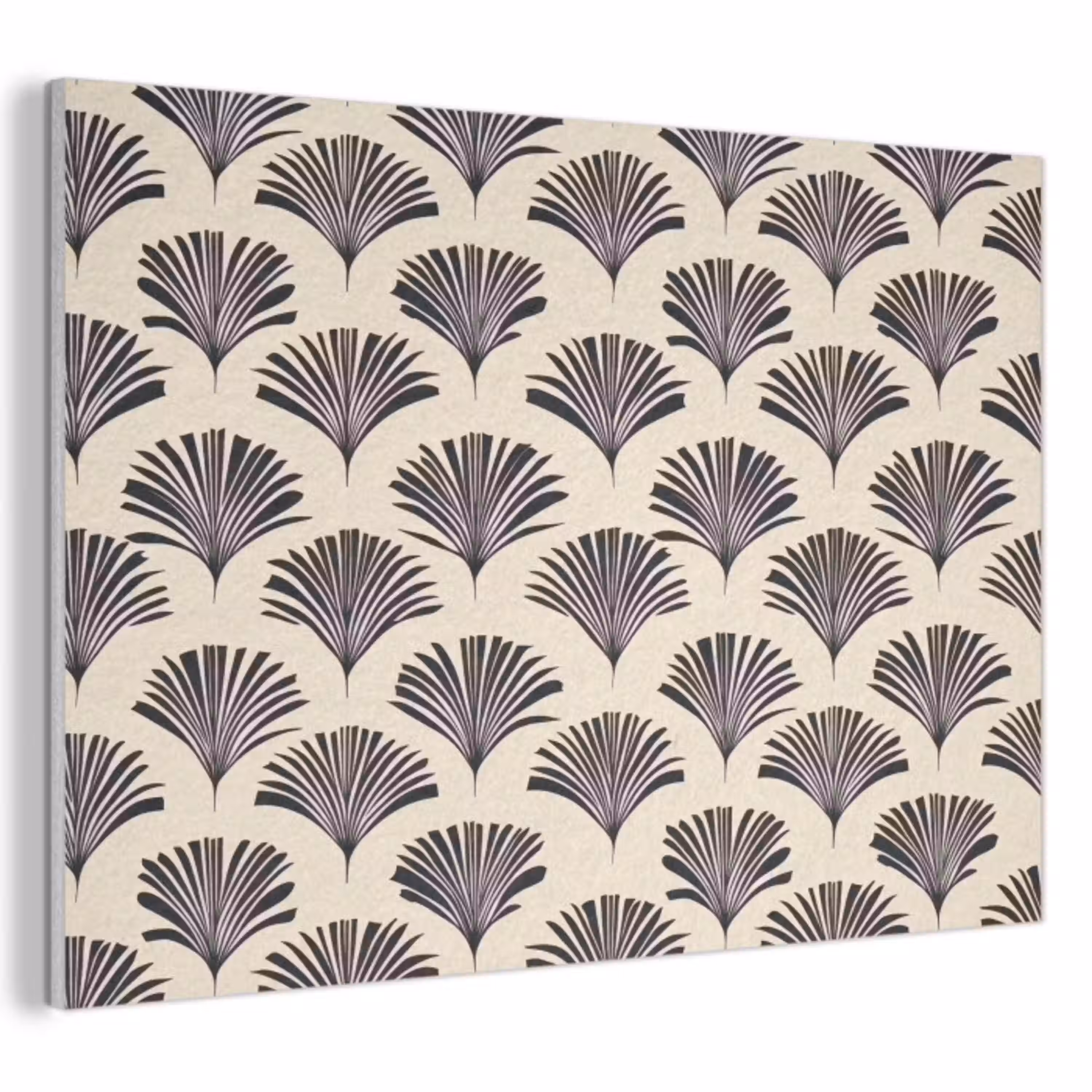 Waaiers - Botanisch - Zwart - Beige PET vilt klein 837 -3d