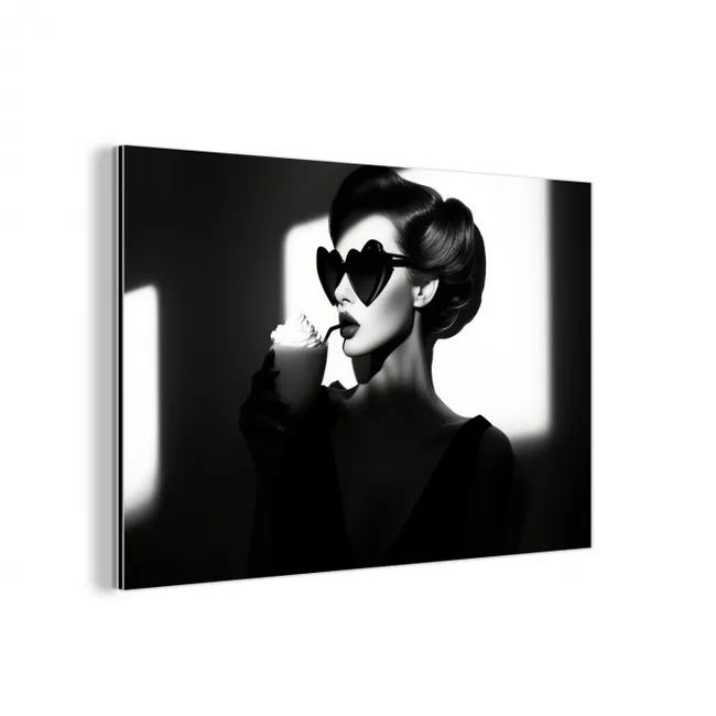 Vrouw - Zwart - Hart aluminium wit klein -3d