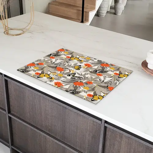 Tropisch - Zomer - Vlinder - Bloemen Inductie beschermer vinyl 3mm klein 276 -sfeer8
