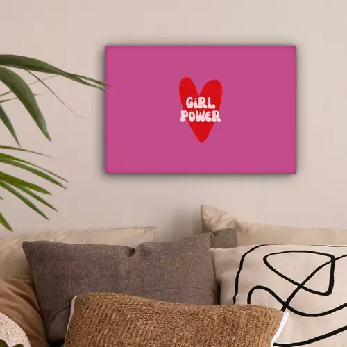 Girl power - Hart - Roze - Rood canvas 2cm klein -sfeer1