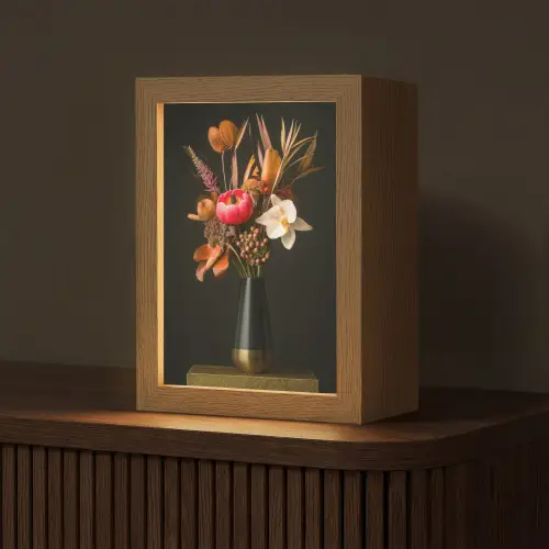 Boeket - Oranje - Gouden - vaas Light Box met kabel (Tafellamp) klein -z3d_website