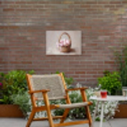 Mand - Eieren - Roze Tuinposter op houten frame 2 cm dik klein -sfeer3