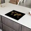 Wereldkaart - Goud - Luxe - Aarde - Zwart Inductie beschermer vinyl 3mm groot -sfeer8