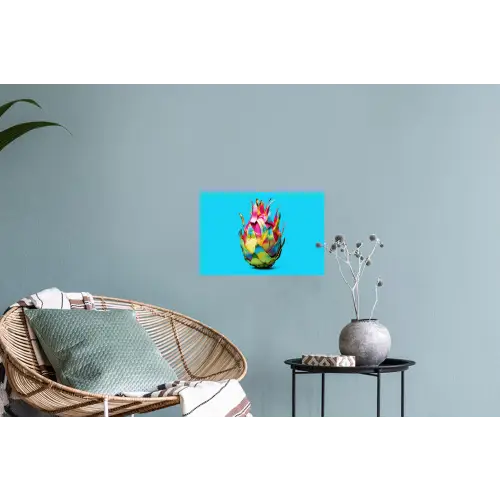 Drakenfruit - Blauw - Levendig Muursticker klein -plant