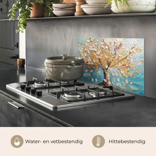 Boom - Blauw - Goud - Abstract - Modern keuken achterwand spatscherm klein -usp_NL