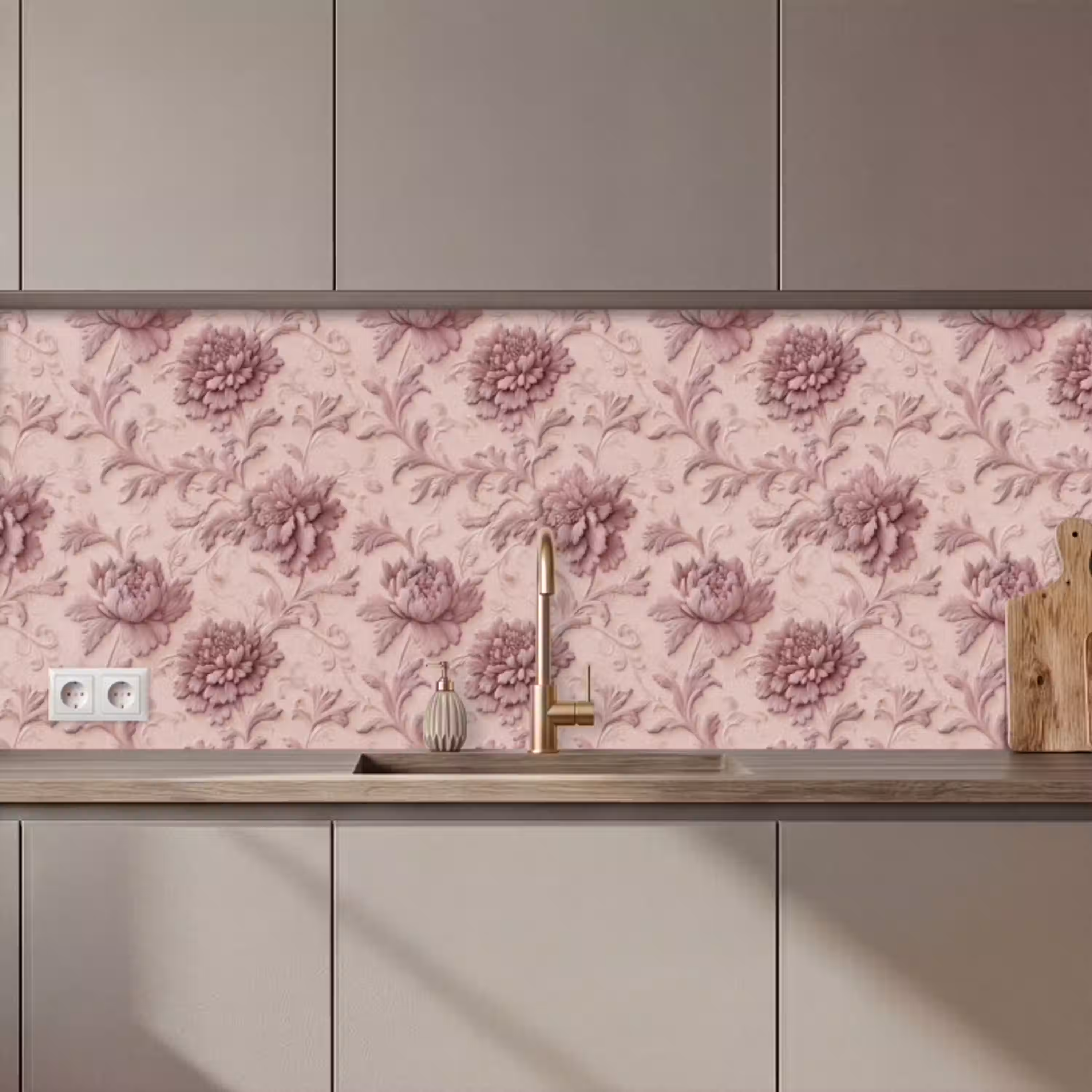 Reliëf - Pioenrozen - Roze keuken achterwand 2 middel 871 zz_3dshopping