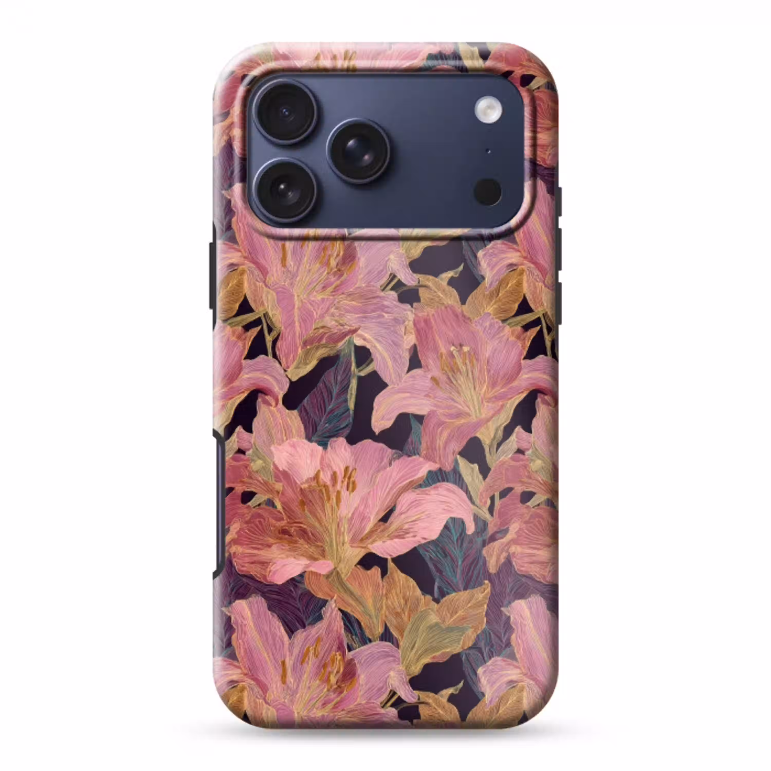 Lelies - Patroon - Roze - Goud Toughcase MagSafe Apple iPhone 17 Pro Max klein 1019 -3d