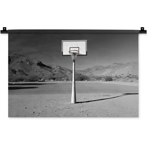 Basketbalpaal - Landschap - Zand - Wit Wandkleed katoen klein -zz3d