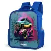 Monster Wheels Kinderrugzak - Blauw middel -schuin