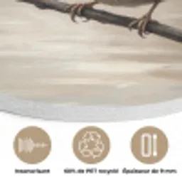 Winterkoninkje - Tak - Rivier - Natuur - Sfeervol Akoestische PET Vilt - Rond klein -closeup_FR