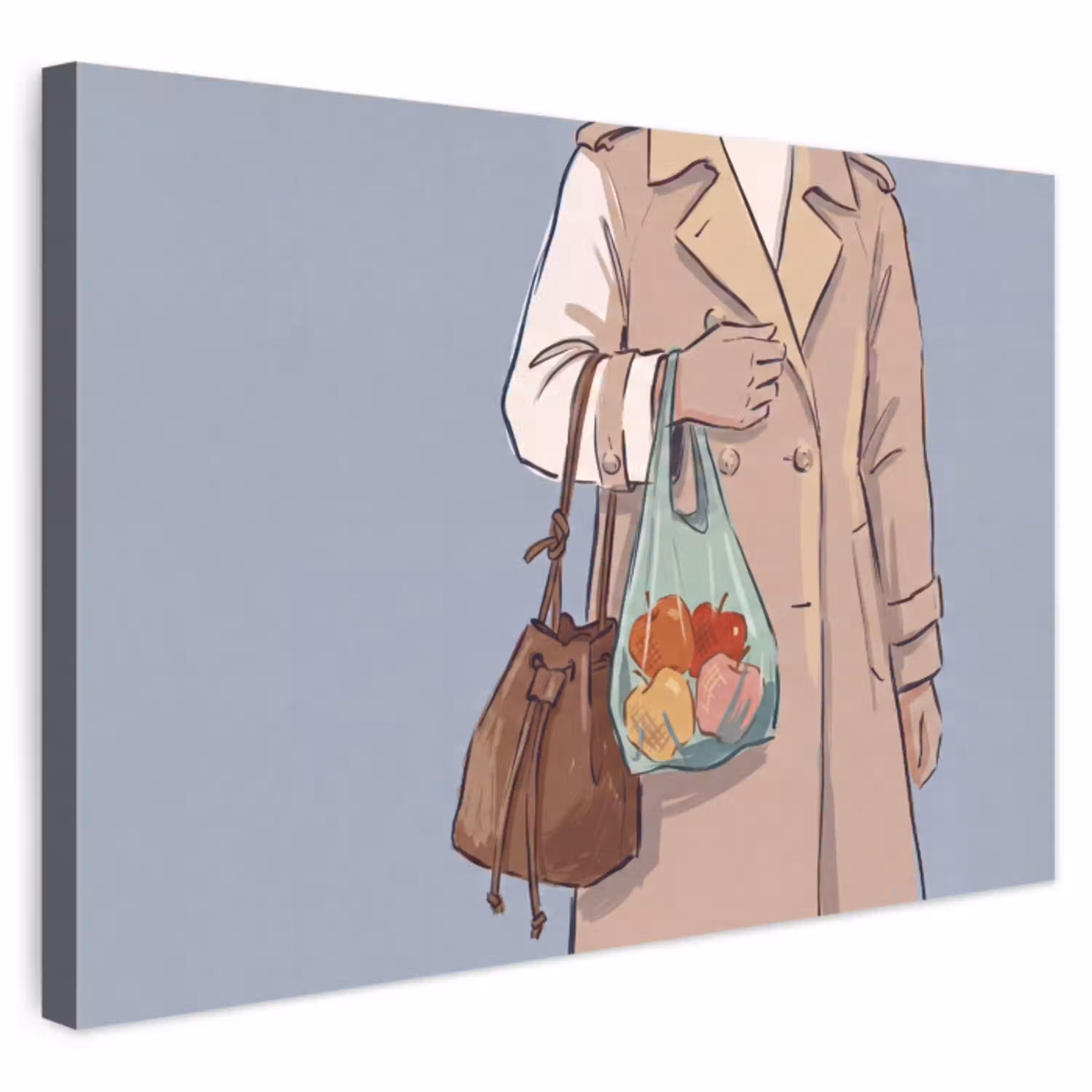 Mensen - Boodschappen - Stadsleven - Modern - Kleurrijk Tuinposter op houten frame 2 cm dik klein -3d