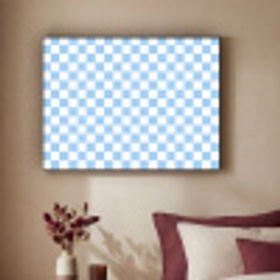 Schaakbord - Klassiek - Blauw Textielframe zwart klein 947 -sfeer1
