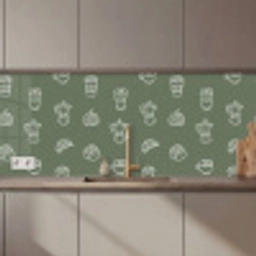 Koffie - Broodjes - Groen - Patroon keuken achterwand 2 middel zz_3dshopping