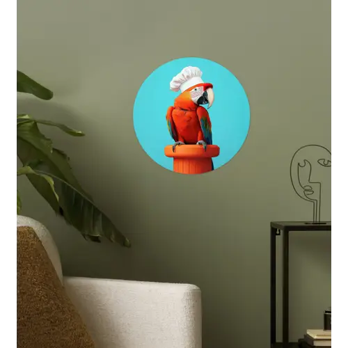 Ara - Koksmuts - Sokkel - Grappig Wandcirkel behangsticker klein -sfeer2